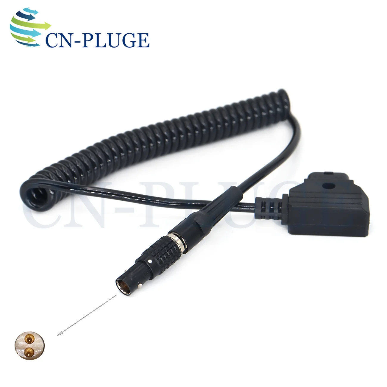D-Tap To Black Plating 0B 2Pin Plug For PYXIS 6K Camera , Teradek Bolt Pro 1000/3000ft, CVW SWIFT, Vaxis,  Power Spring Cord
