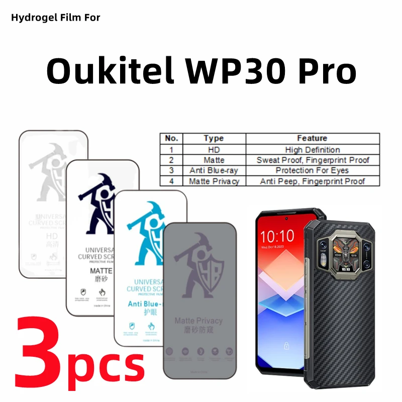 3pcs HD Hydrogel Film For Oukitel WP30 Pro Matte Screen Protector For Oukitel WP30 Pro Eye Care Anti Spy Matte Protective Film