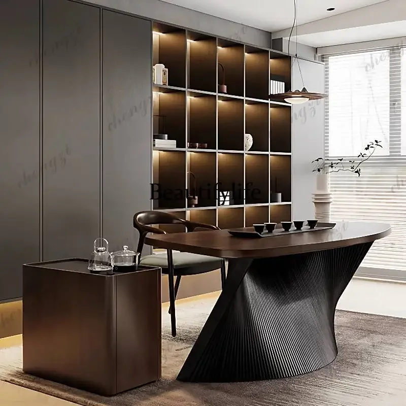 A68Brown Cheap Executive Office Desk Desktop Drawers Large Gaming Computer Desk Study Modern Mesa Escriotorio Work Station Table