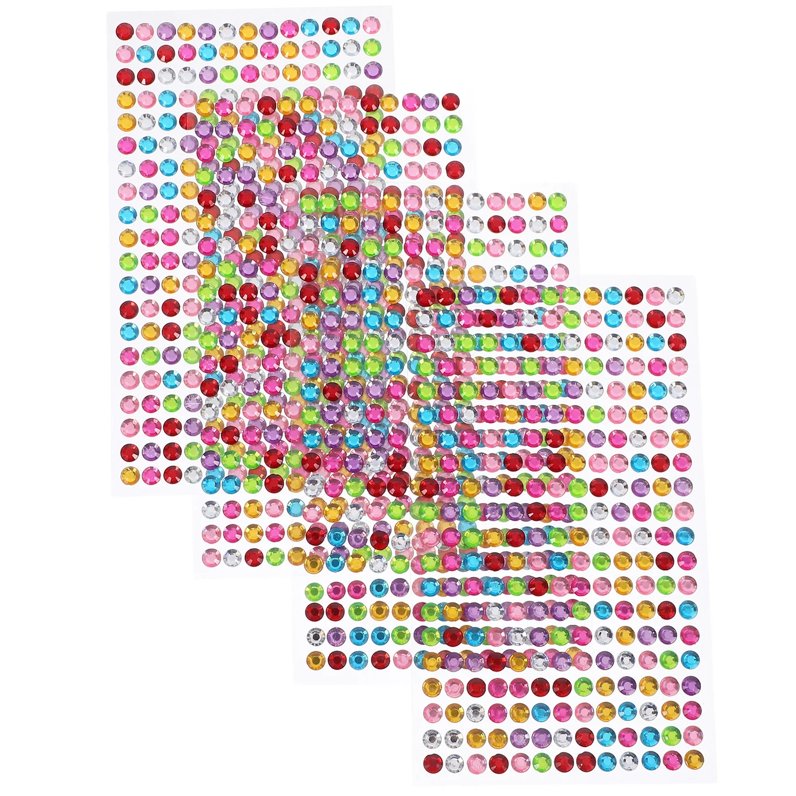 4 أوراق ملصقات حفر المياه الاكريليك مجوهرات الأظافر أحجار الراين المستديرة للأظافر الوجه أحجار الراين عصا على ملصق الأظافر المستديرة ثلاثية الأبعاد #1