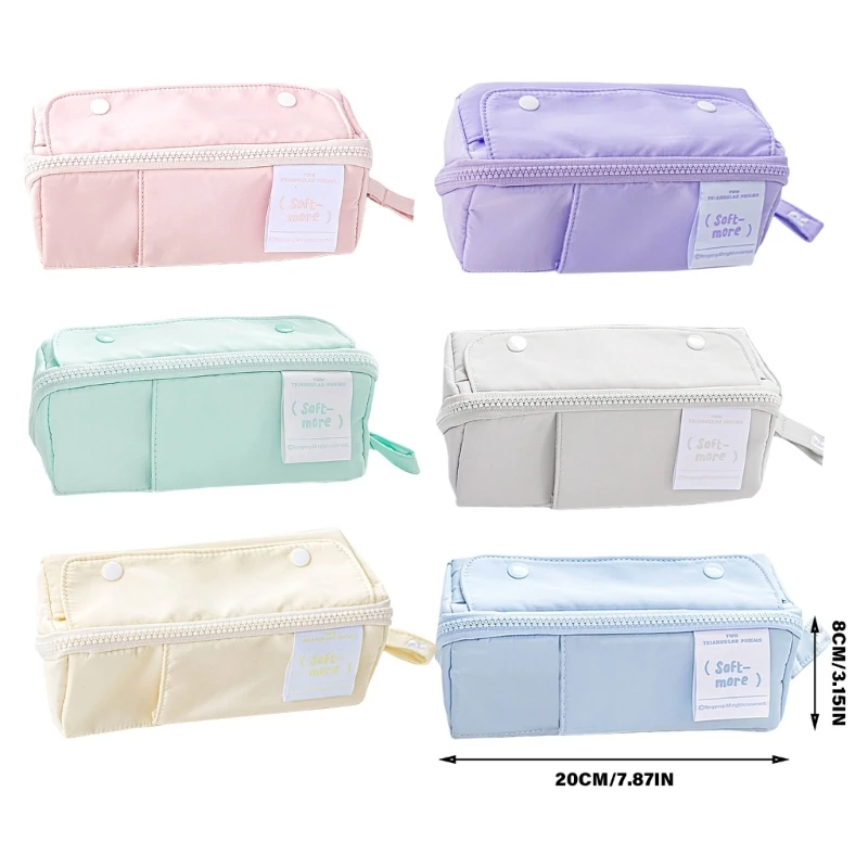 Canvas Pencil Case with Multiple Compartments, Large Capacity Extending Pen Bag