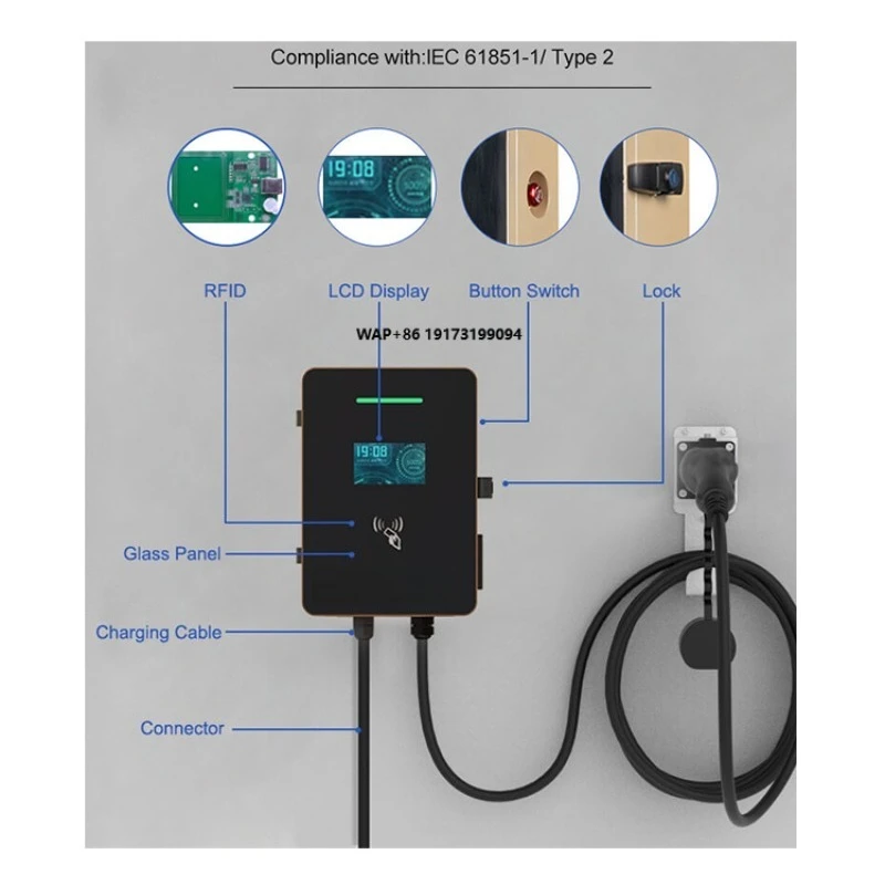OEM Commercial EV Charging Station J1772(Type1) & IEC62196(Type2) GB/T 20234 Wallbox Car Charger Pile New Condition