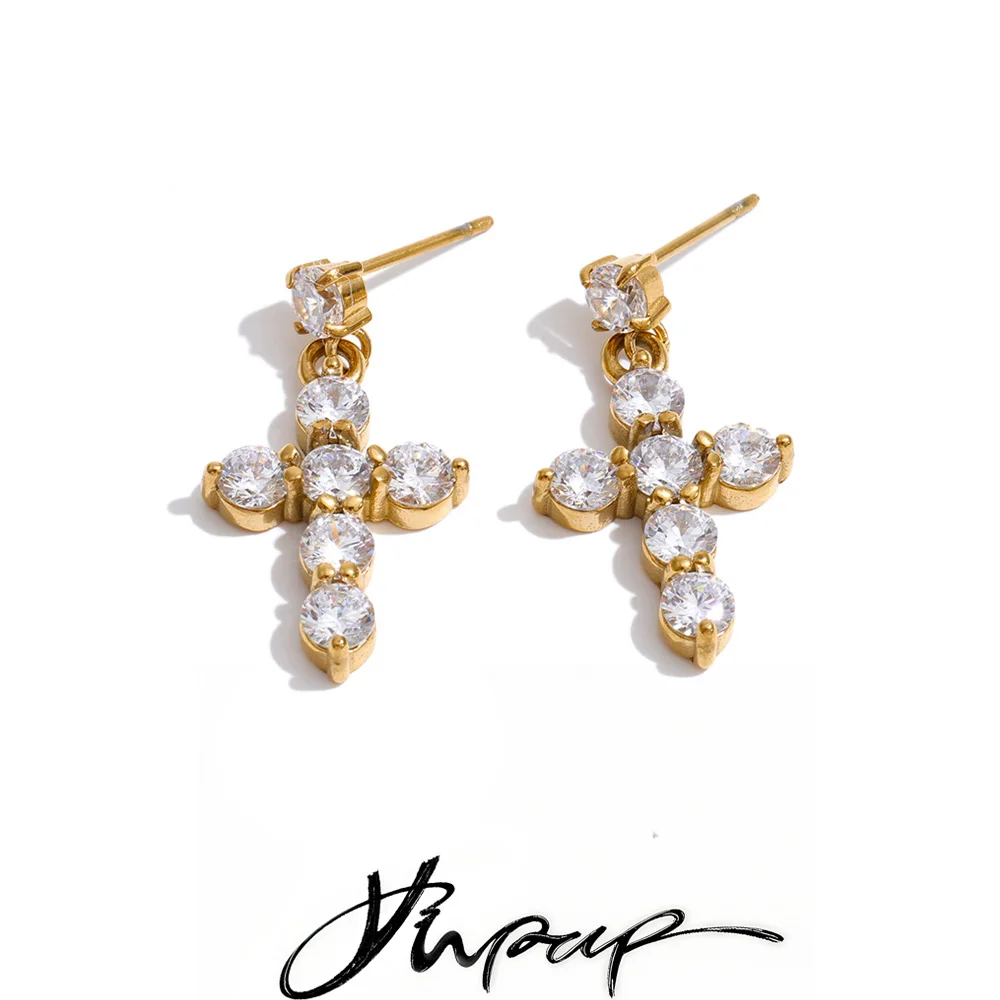 Yhpup Edelstahl Bling Cubic Zirconia Tropfen-Ohrringe Hochwertiger Fantasie-Schmuck mit Zartem Ästhetischem Design