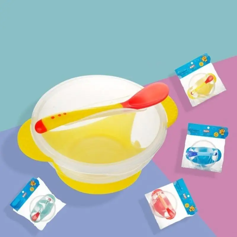 

F19F Baby Susting Bowl и Spoon Set Slease Accessories с крышкой для введения твердых веществ для ребенка в возрасте 6 месяцев