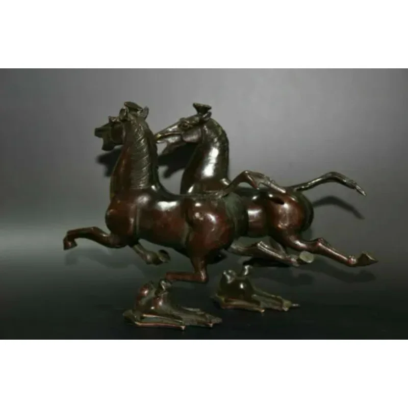 Chinese antiques Copper Gilt Handmade Exquisite Horse Statue 17120