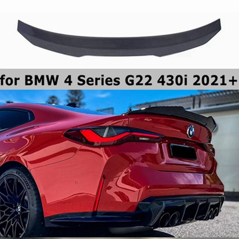 

For BMW 4 Series G22 G82 430i 2-Door 2020+PSM Style Spoiler Real Carbon Fiber Rear Trunk Lip Wing Accessories Body Kit