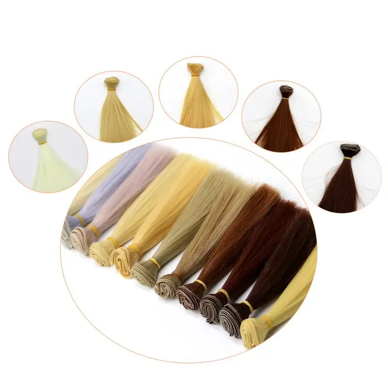 15CM 20CM 25CM X 100 CM Ragdoll Doll Hair Wig Synthetic Heat-Resistant Hair Bundle Doll Wig Accessories Brown Gold Silver