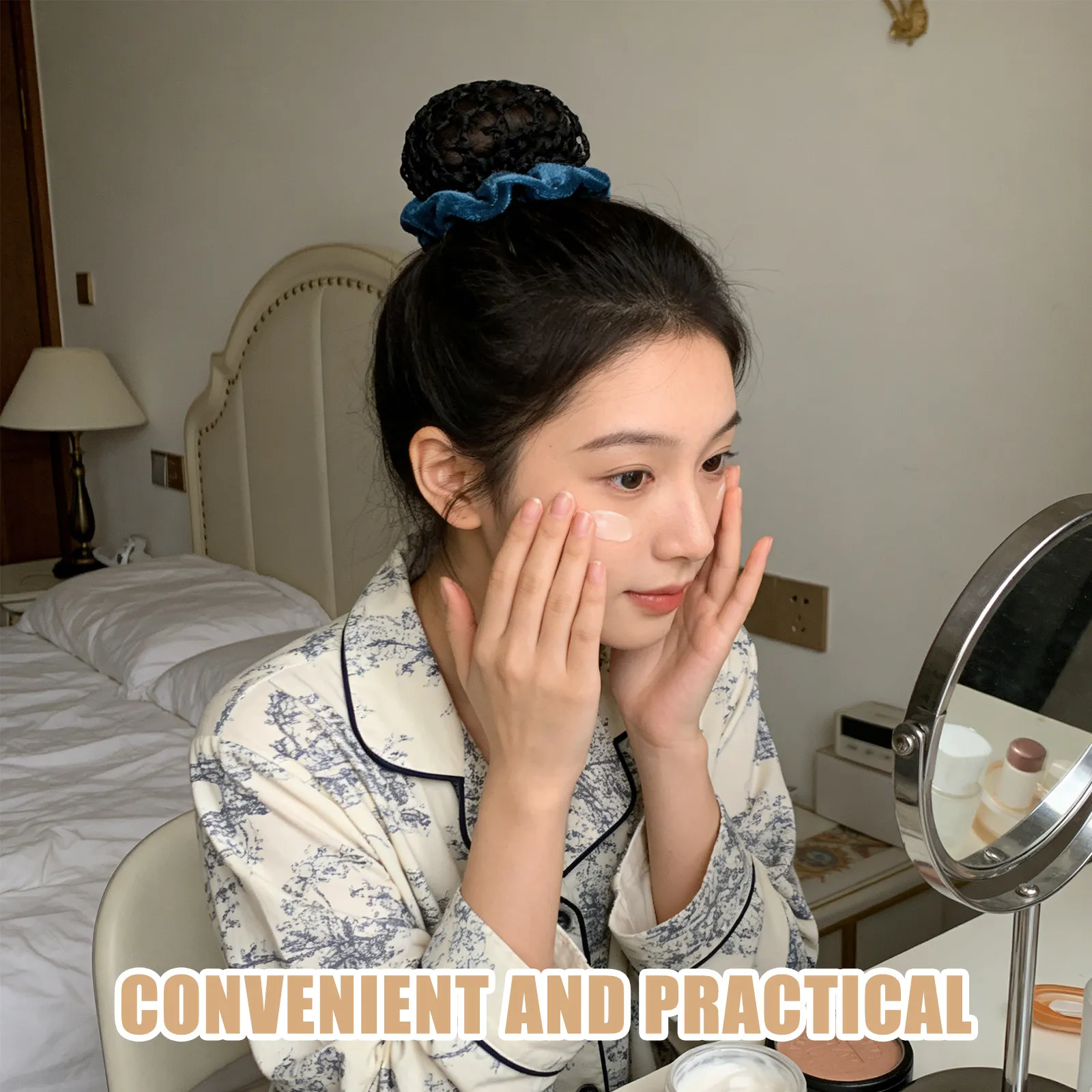 6Pcs Ballet Hair Bun Nets Vintage Floral Lace Edge Elastic Mesh Snood Holders Secure Dance Performance Accessories for Girls