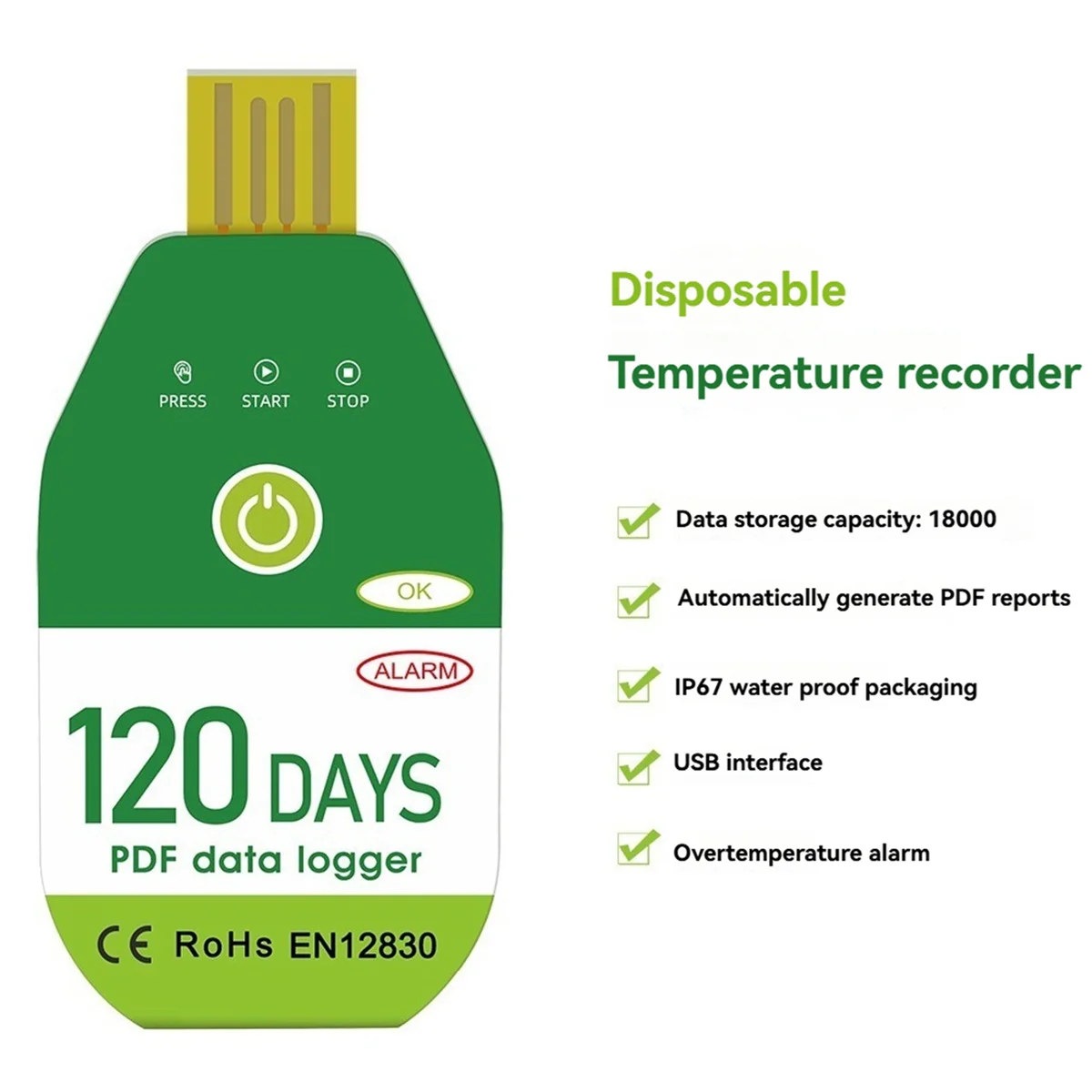 AS95-3X USB Temperature Data Logger Temperature & Humidity Recorder Alarm Thermometer Recorder Tester Report PDF 120 Days