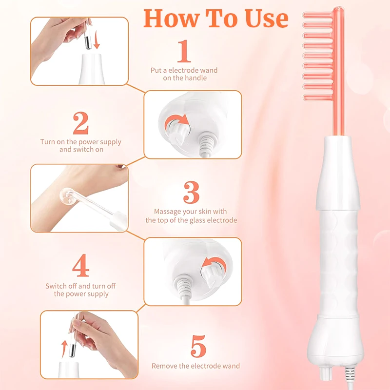 جديد برتقالي عالية التردد جهاز للعناية بالوجه عصا العلاج الكهربائي أنابيب الأرجون النيون الصولجانات المضادة للتجاعيد وتجديد شباب الجلد عصا التجميل