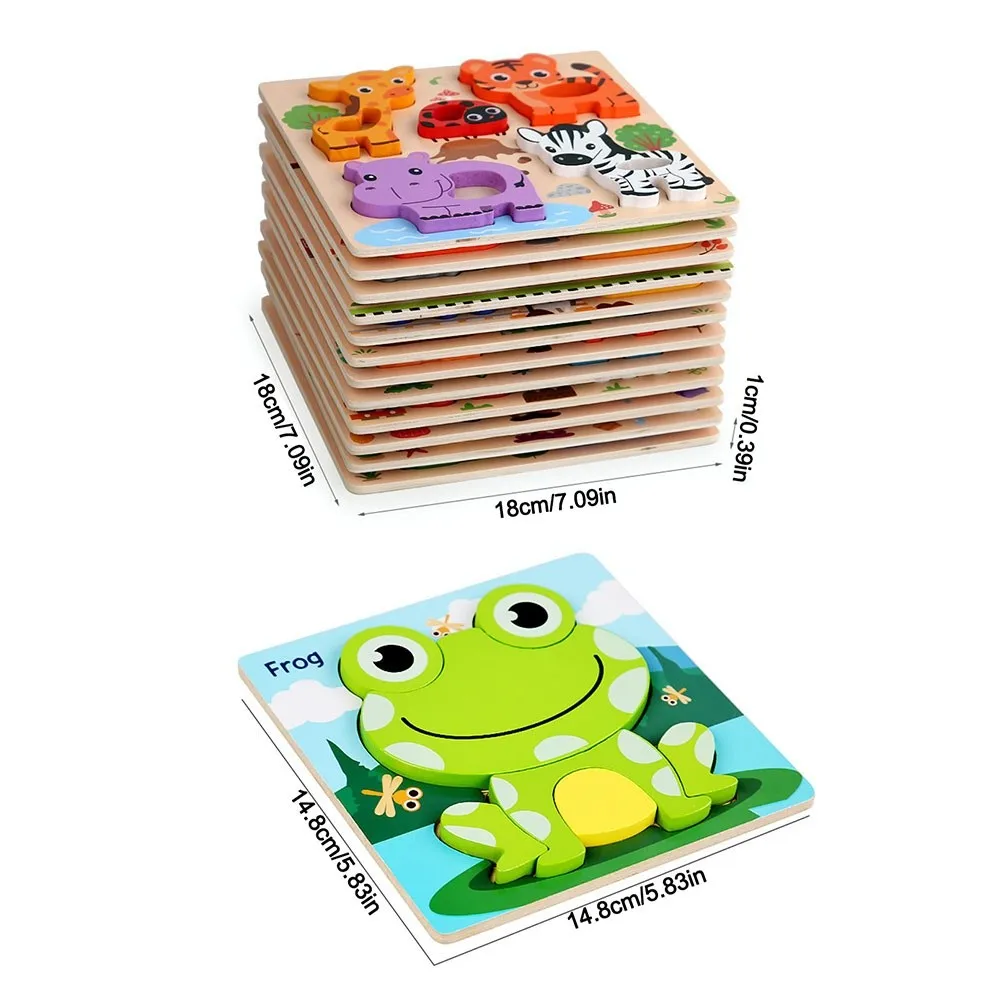 Rompecabezas 3D de Madera, Serie de Animales Adorables, Rompecabezas de Animales Portátiles, Rompecabezas de Animales de Dibujos Animados Seguros