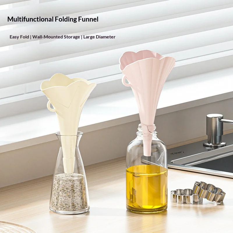 2/6PCS Food‑Grade Collapsible Kitchen Funnel Small Caliber Liquid Pourer For Oil Juice Liquid Transfer Kitchen Gadget