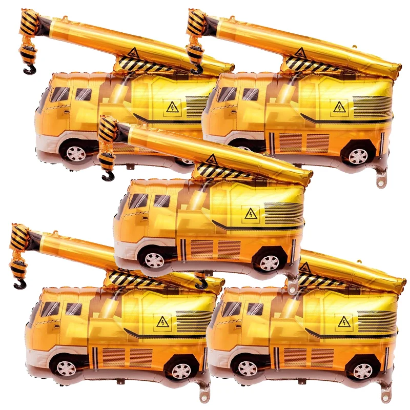 5pcs Construction Themed Balloon Carton Vehicle Balloon Excavator Forklift Crane Balloons for Boy\'s Construction Birthday Party