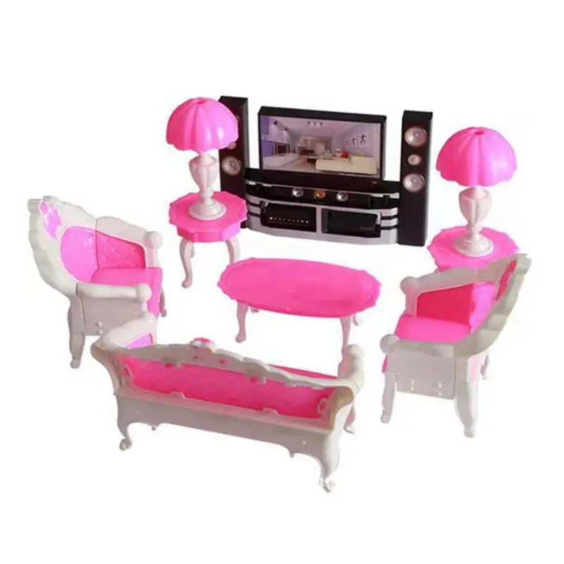 Simulation Sofa For Doll Kids Toys 12 Inch Dollhouse Furniture Miniature Doll House TV Table Girl' DIY Play Toy Birthday Gifts