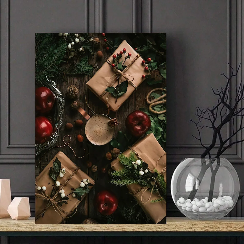 Santa Knocks at Dinner Time – Christmas Holiday Celebration Festive Frameless Canvas Poster for Home Wall Decor