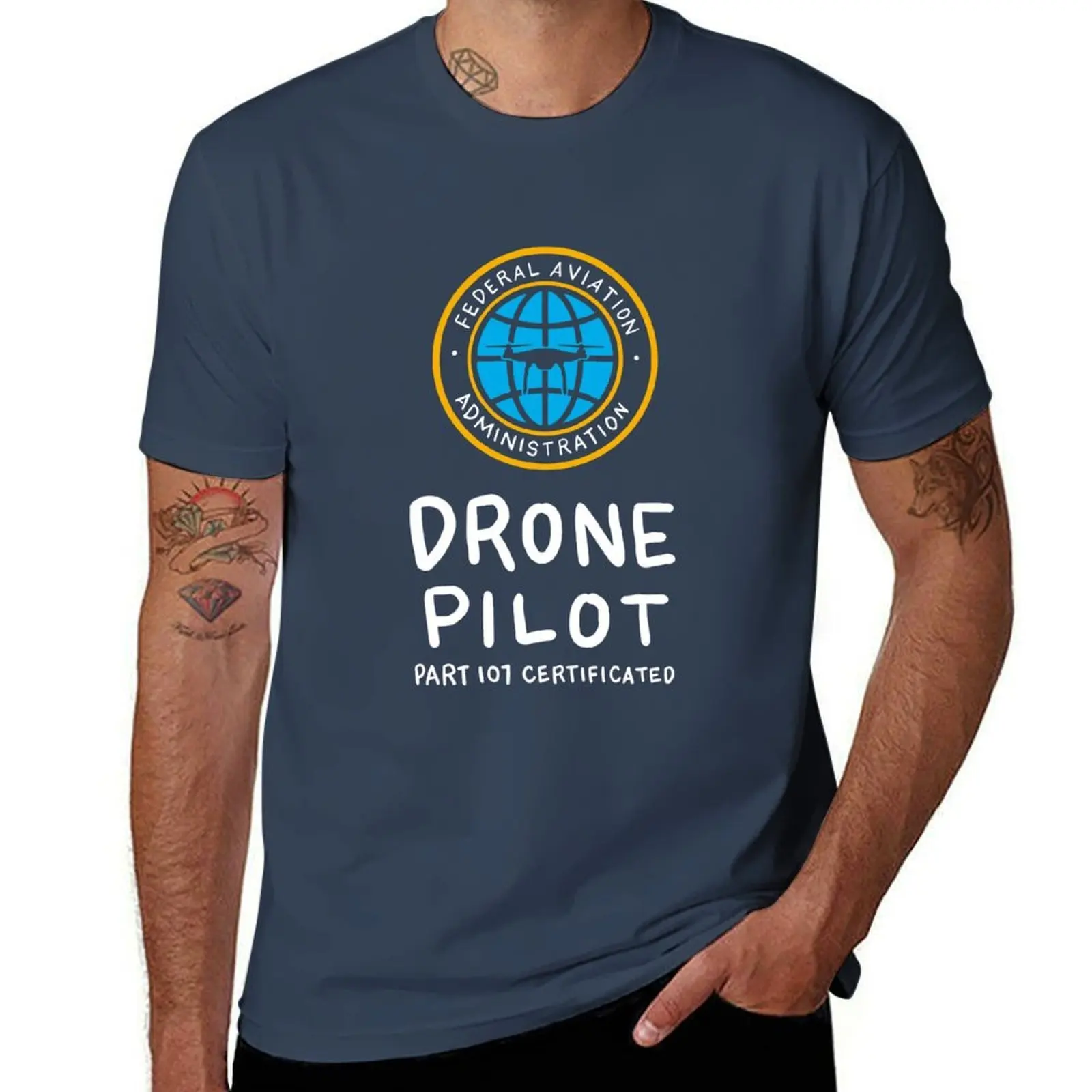 

Certified Drone Pilot FAA Gift T-Shirt Basic Casual Wear Short Sleeve Top
