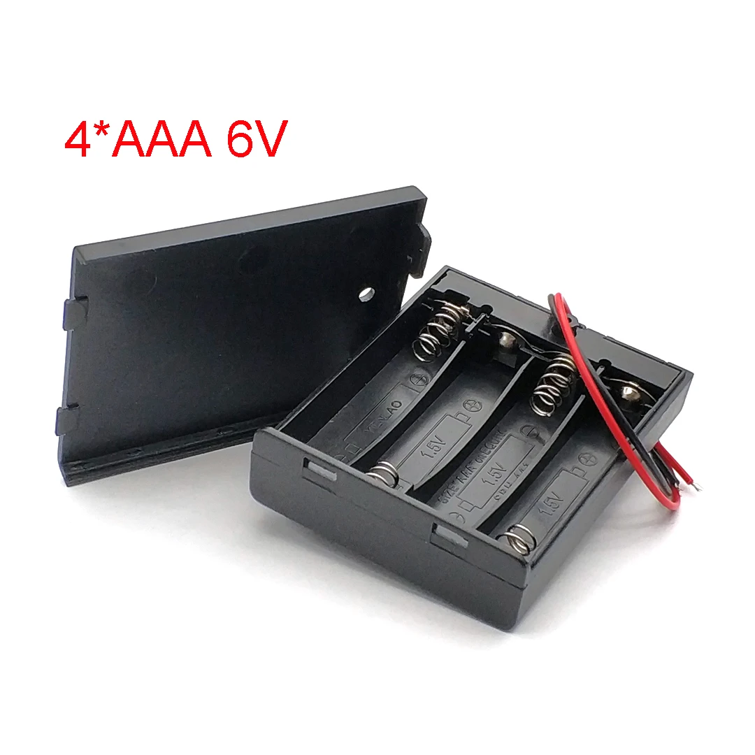 Hot Sell 4 AAAPower Bank Cases  4X AAA Battery Holder Storage Box Case  4 Slot Battery Container with Wire Lead