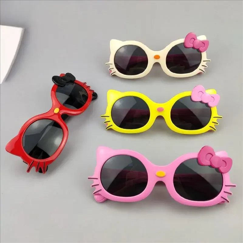 Sanrio Hello Kitty Sunglasses Cute Cartoon Ultraviolet-proof Fashion Outdoor Beach Glasses Kawaii Children Girls Holiday Gifts