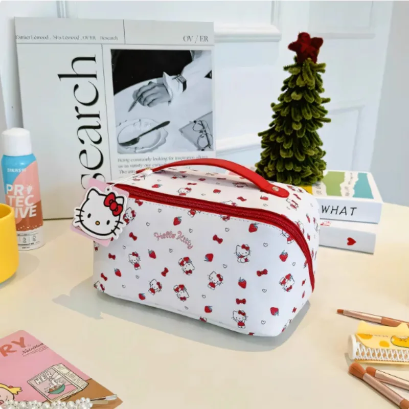 

Hello Kitty Makeup Bag Cute Anime Girl Large Capacity Portable Cartoon Makeup Storage Bag Desktop Ornament Kawaii Gift Wholesale