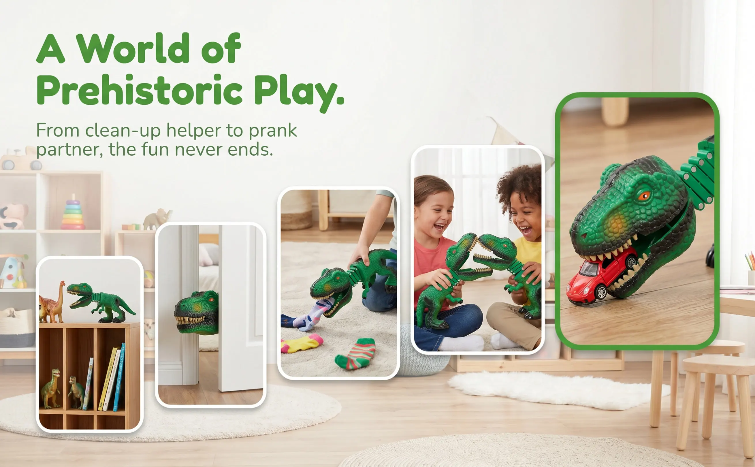 Spring Manipulator Clip Cartoon Dinosaur Shark Animal Design Plastic Telescopic Prank Plaything for Kids Fine Motor Development