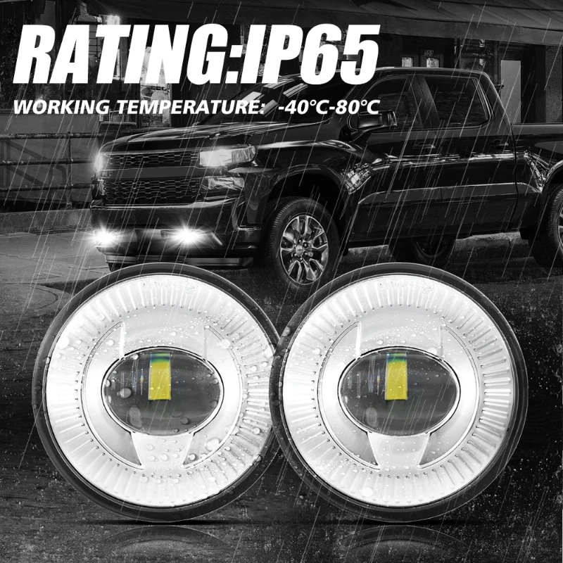 1 Pair 6000K 12V Car LED Fog Light Round Signal Lamps IP65 Waterproof Passing Light for Chevrolet For GMC