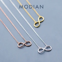 Modian Authentic 925 Sterling Silver Infinite Love Neckalce for Women Rose Gold Color Gold ColorStatement Jewelry Bijoux