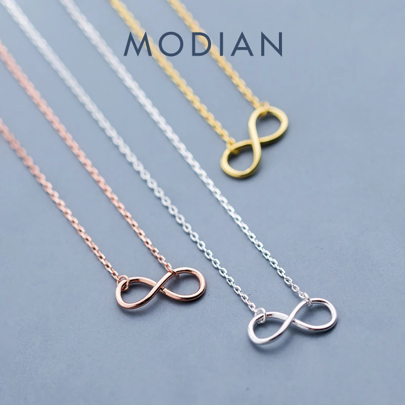 Modian autentyczne 925 Sterling Silver nieskończona miłość Neckalce dla kobiet różowe złoto kolor złoty kolor biżuteria Bijoux