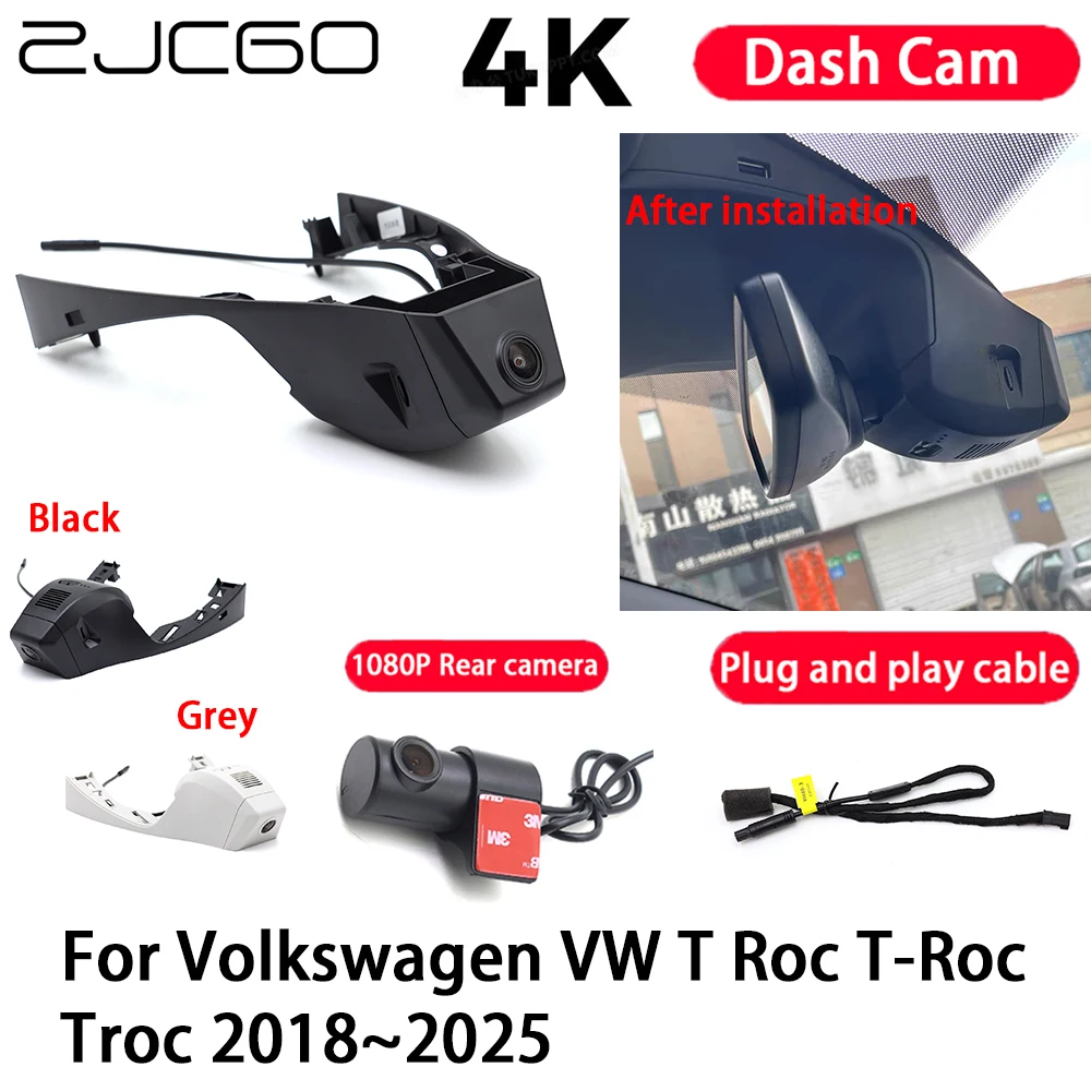 Car Camera 4K Plug and Play Dash Cam Video Recorder Night Vision for Volkswagen VW T Roc T-Roc Troc 2018-2025