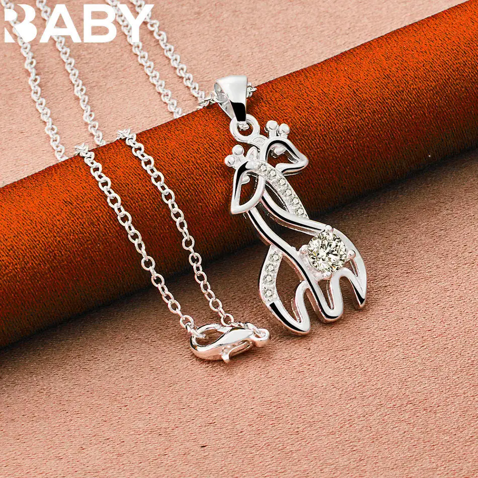 URBABY 40-75cm 925 Sterling Silver Giraffes Pendant Necklace Charm Trend Birthday Gifts Fashion Party Fine Jewelry