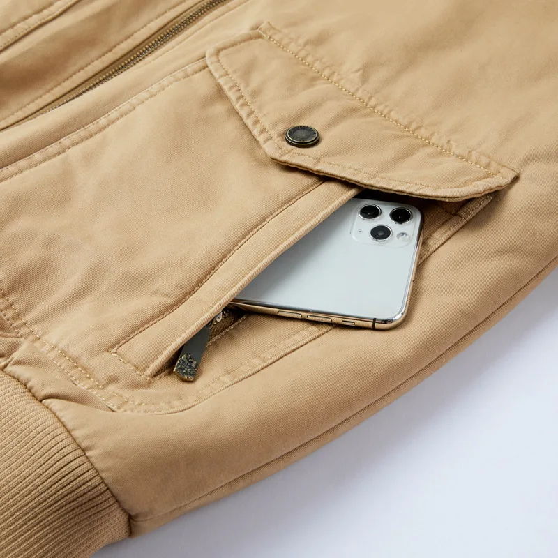 เสื้อแจ็คเก็ตขนแกะสำหรับผู้ชายคุณภาพดี เสื้อแจ็คเก็ตบอมเบอร์ผ้าฝ้ายสำหรับผู้ชาย เสื้อพาร์กาอุ่นหนาพิเศษ เสื้อโค้ทผู้ชายแบบมีกระเป๋าหลายช่อง ไซส์ 4XL