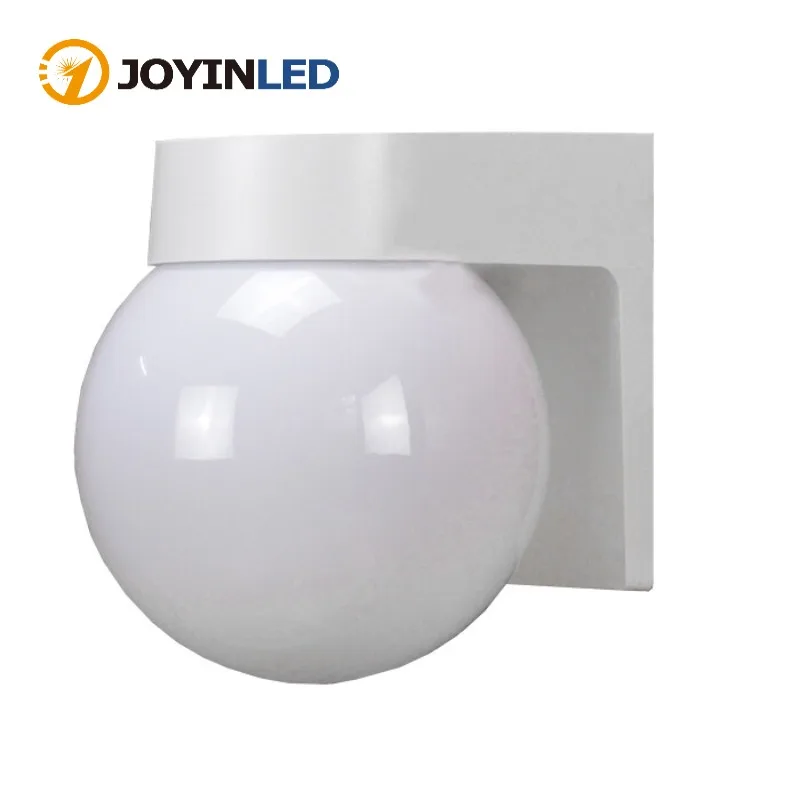 Outdoor Patio LED Wall Mounted Light Fixture Waterproof E27 Bulb Lantern Lamp Plastic Lamp Shade E27 Spherical Wall Light