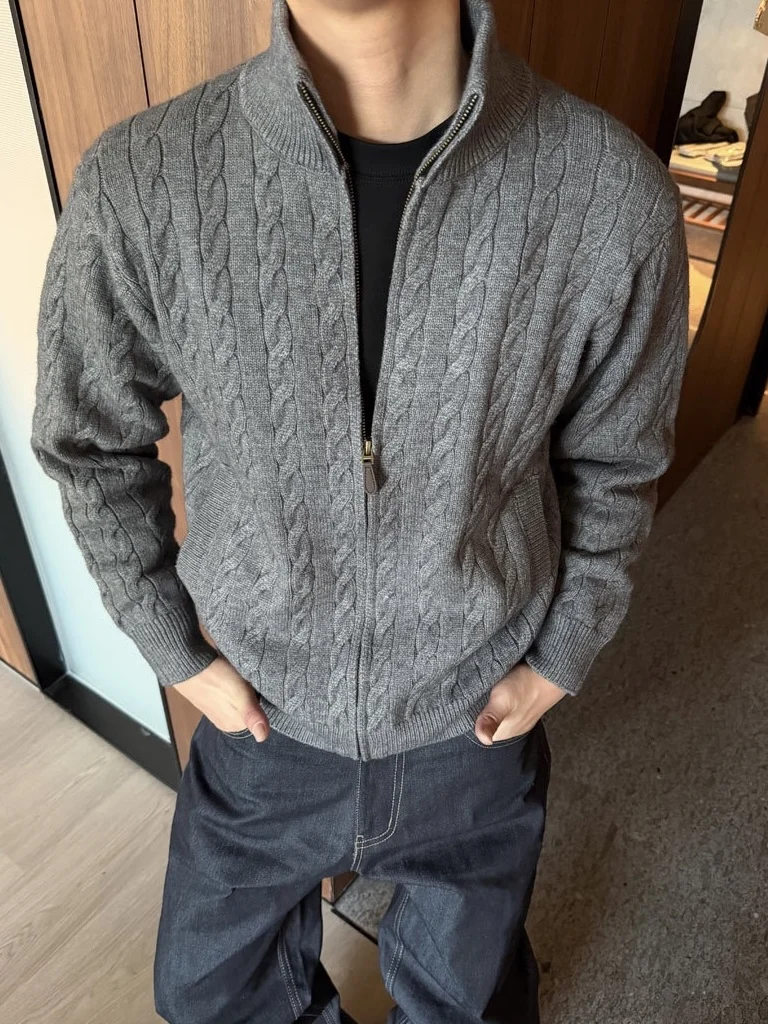 

Мужской вязаный кардиган-свитер с 3D-вышивкой в стиле ретро, бирюзовый, на молнии, повседневный, с длинными рукавами, теплый, не скатывается, для ежедневной носки