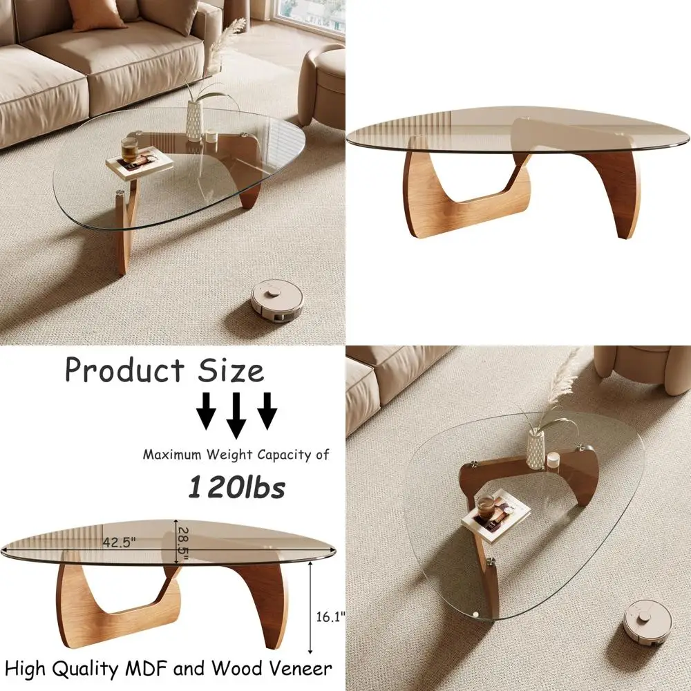 

Современный треугольный журнальный столик со столешницей из закаленного стекла, 42,5 x 28,5 x 16,1, отделка из натурального дерева для гостиных