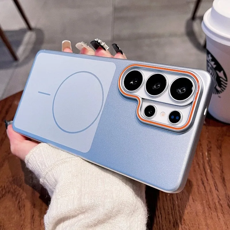 Frosted Metallic Paint For Magsafe Phone Case For Samsung Galaxy S23 S24 S25 FE S26 Ultra Plus Magnetic Wireless Charging Cover