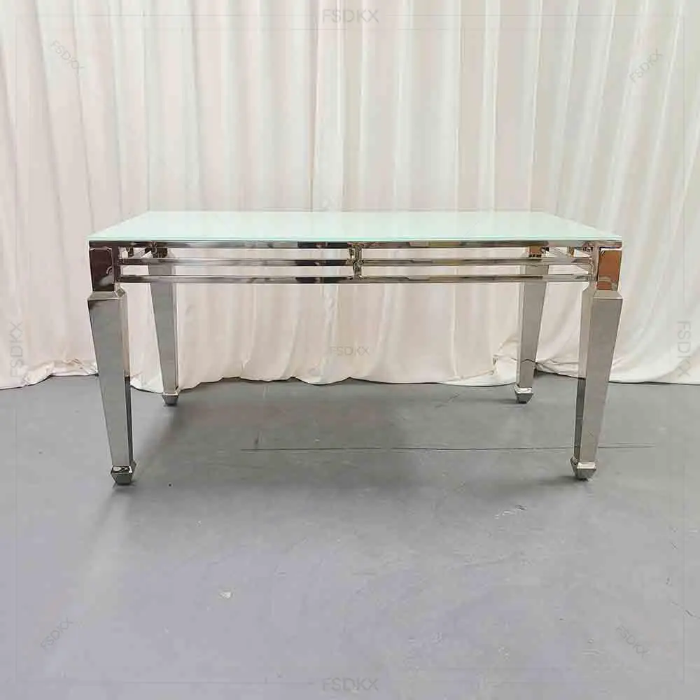 

FSDKX Good Quality Luxury Rectangular Event Party Table Top Dining Stainless Steel Table for Wedding Banquet