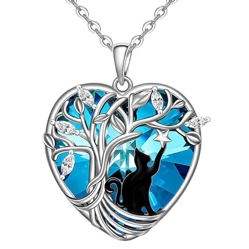Fashionable and Creative Love Tree Cat Necklace as a Jewelry Gift for Women\'s Festivals and Religious Anniversaries
