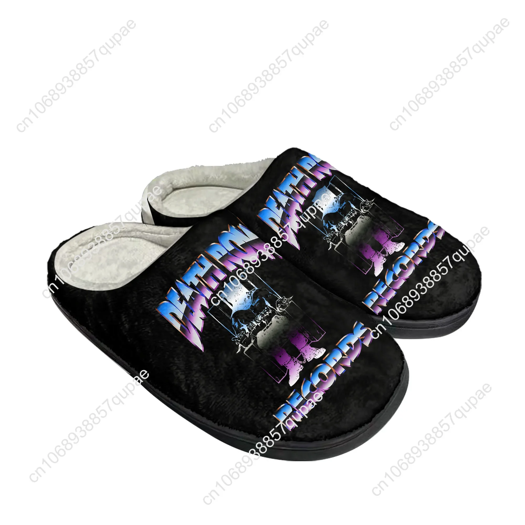 Death Row Records Thuis Katoenen Op Maat Gemaakte Slippers Heren Dames Sandalen Pluche 3d Print Patroon Casual Houden Warme Schoenen Thermische Slipper