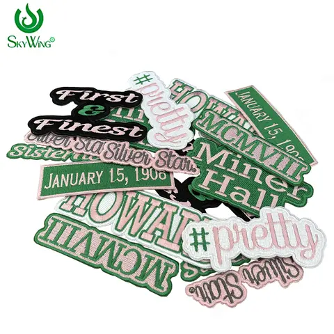 Sorority  AKA Sets Full Embroidery Iron Patch for Girls Gifts, Pretty, Sisterhood, Howard,1908, First and Finest, Pink&Green