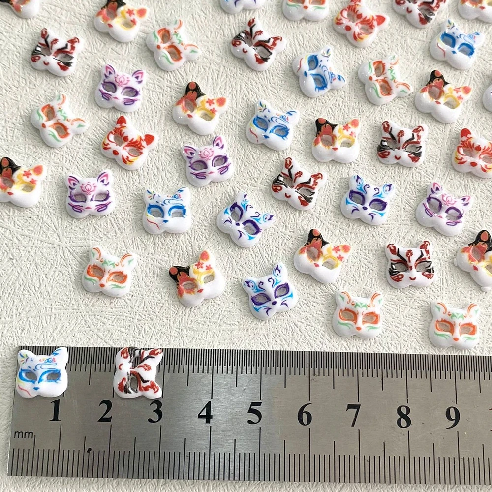 30PCS Japanese Anime Fox Mask 3D Nail Art Charms Kawaii Animals Accessories Nails Tips Decoration Supplies Manicure Decor Parts