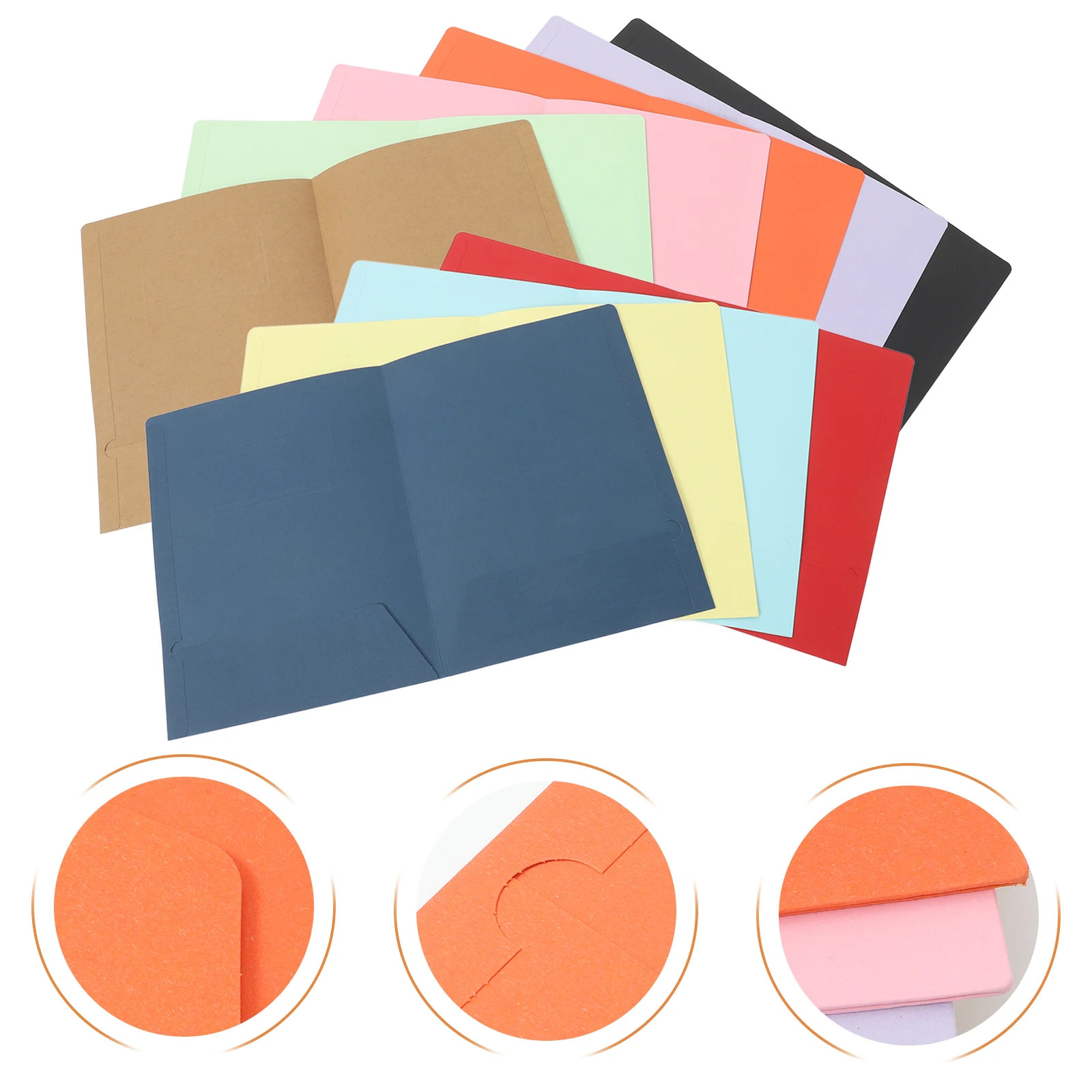 

10pcs Thickened Paper File Folders Dual Pocket Design For A4 Documents Office Home Organizer Contract Storage Reusable