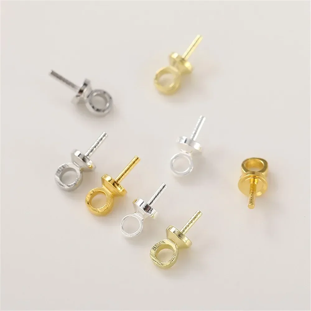 14K Goud Half Gat Schapenoog Naald Parel Cap Hanger Naald Handgemaakte DIY Armband Ketting Sieraden Materiaal Accessoires