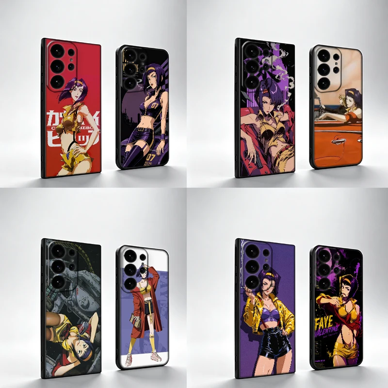90s Retro Anime Phone Case For Samsung S25Edge S26FE Galaxy S22 S25 S24 S26 Ultra S21 S23 S20 Plus Cover Black Shell Coque