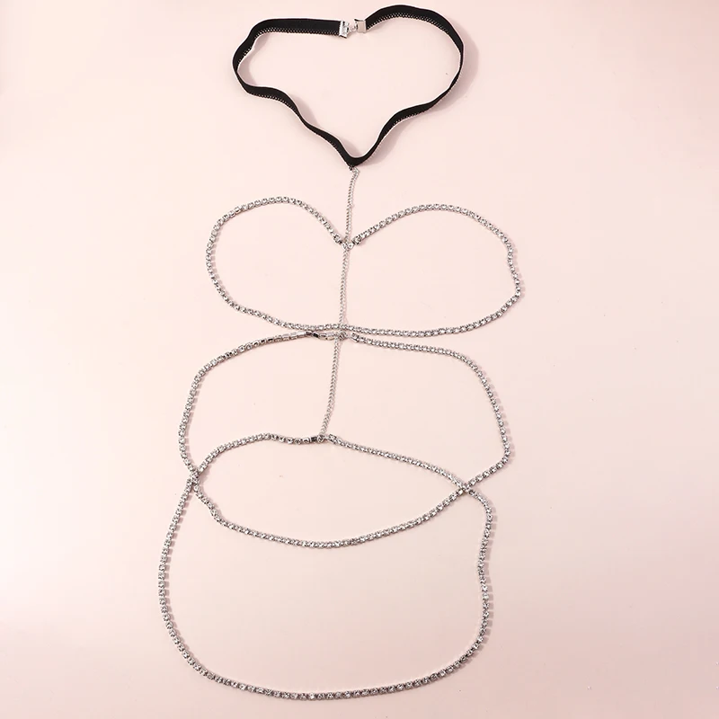 Aihua Sexy Strass Bein Oberschenkel Kette für Frauen Multilayer Glänzenden Kristall Silber Farbe Taille Körper Kette Strand Schmuck Bein Oberschenkel – Detail 5