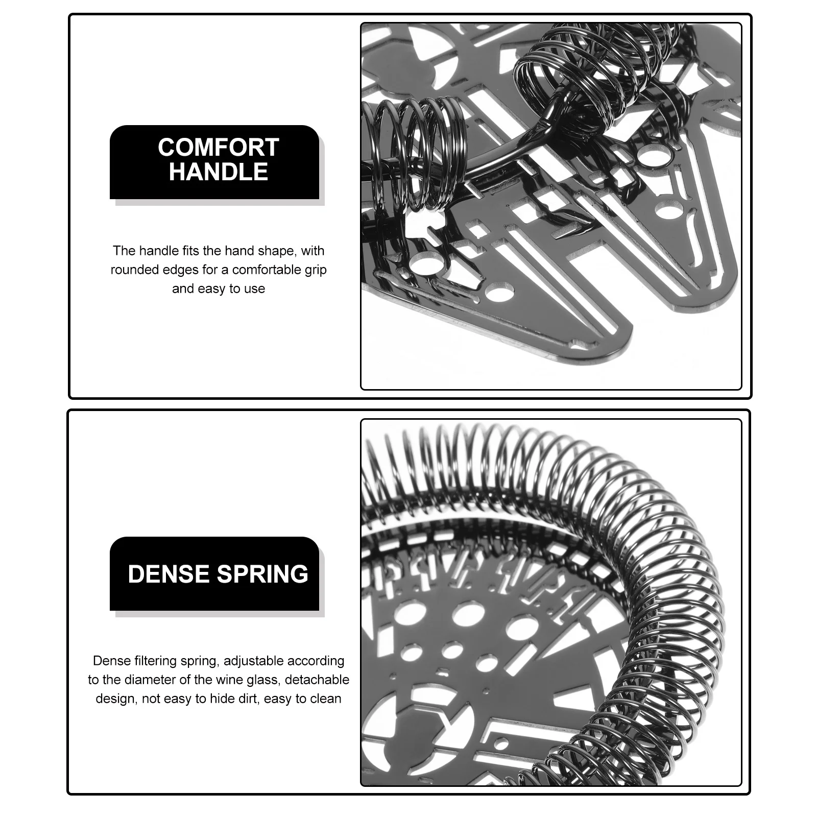 

Stainless Steel Cocktail Strainer Smooth Ergonomic Design Bar Straining Tool For Drink Filtering Reusable Metal Bar