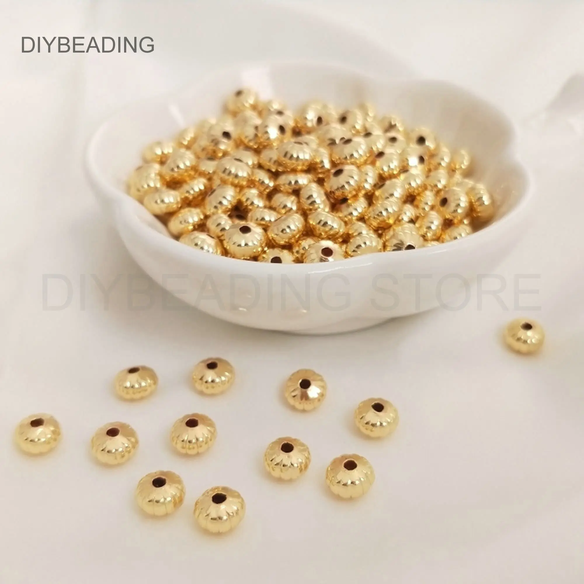 

Pumpkin Beads for Jewelry Making 14K Gold Plated Brass Charm Spacer Beads for Halloween Jewelry Gift Making Supplies (Mini Size)