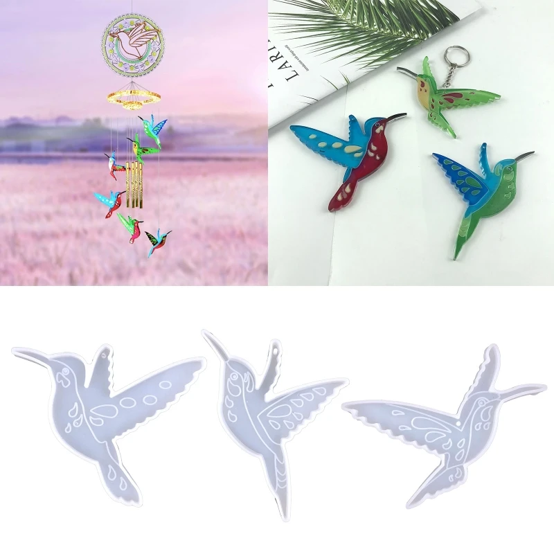 Hummingbird Ornament Resin Casting Silicone Mold Woman Keychain Decorative Pendant Jewelry Mold for DIY Crafts