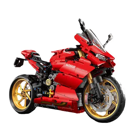 Motocicleta de alta tecnología 1:5, deportes urbanos, locomotora de carreras rápidas, modelo de ladrillo Modular Moc, bloques de construcción, juguete de regalo para niño T4020