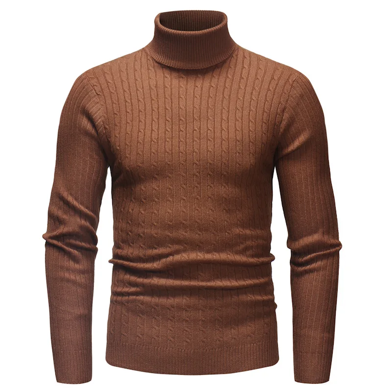 Men\'s Casual Turtleneck Pullover Sweaters Long Sleeve Slim Fit Solid Color Sweater Tops