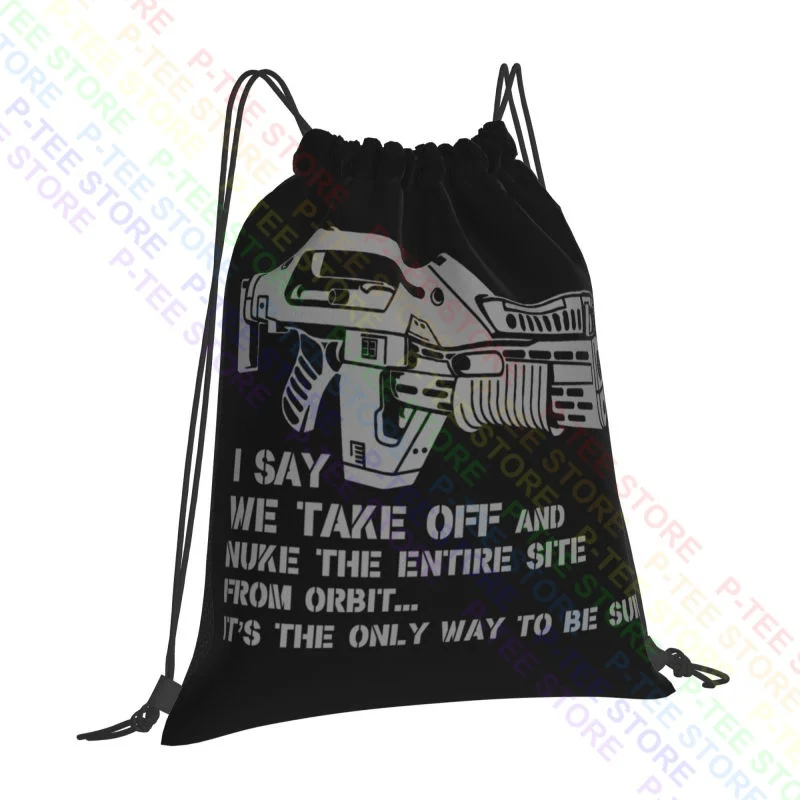 Aliens Nuke From Orbit M41A Pulse Rifle Film Drawstring Bags Gym Bag Hot Swimming Storage Bag Bags For Travel