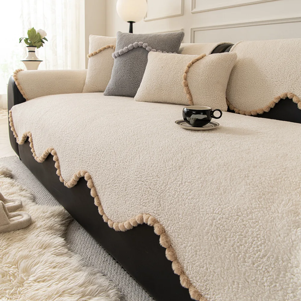 Chenille Jacquard Sofa Cover Non-Slip Sofa Towel for Living Room Decor All Seasons Universal Sofa Protector Mat Couch Slipcover